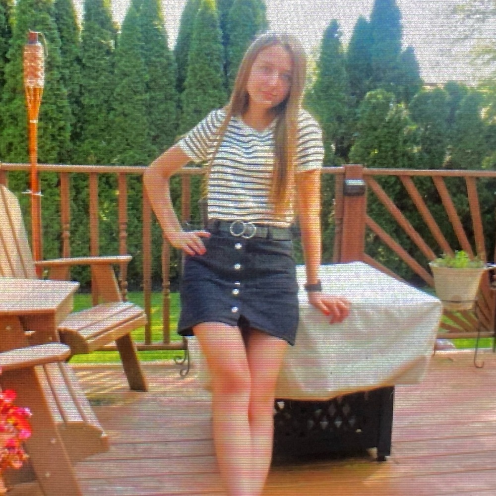 Black denim skirt with buttons, Size small, Black